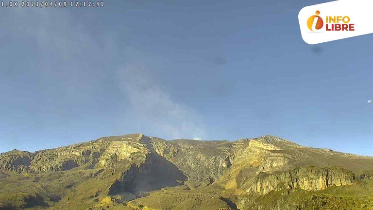 Domingo 9 de abril: Columna de gases y ceniza disminuye, pero el volcán Nevado del Ruiz sigue en alerta naranja.